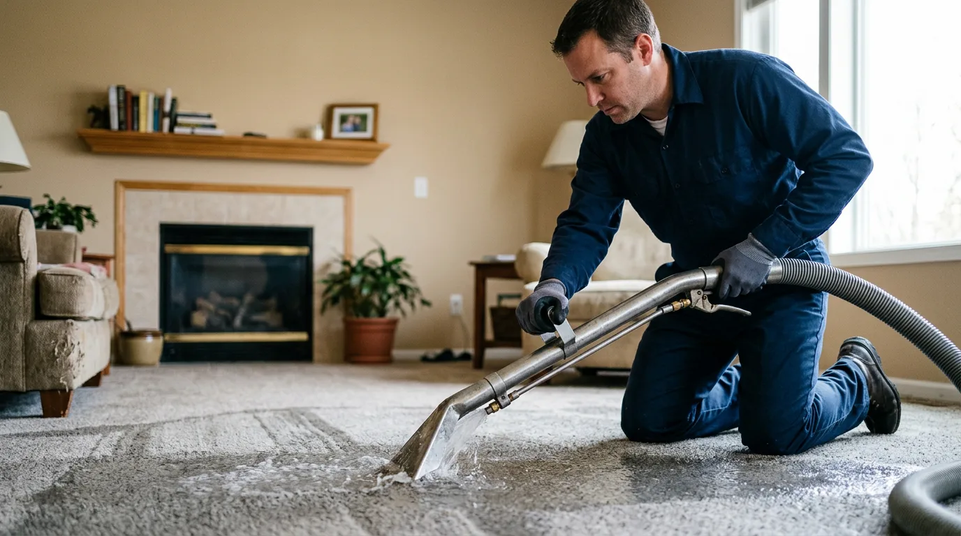 Water damage restoration technician working near Deridder, LA